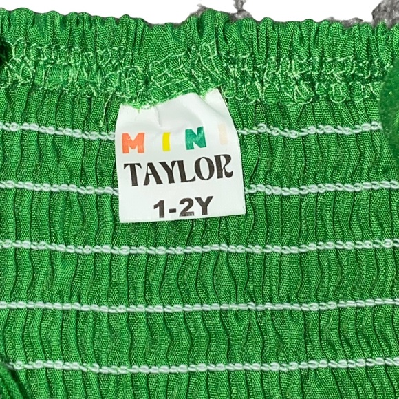 Girls Safari Zoo Animal Embroidered Appliqué Tie Strap Green Vacation Dress - Picture 6 of 6